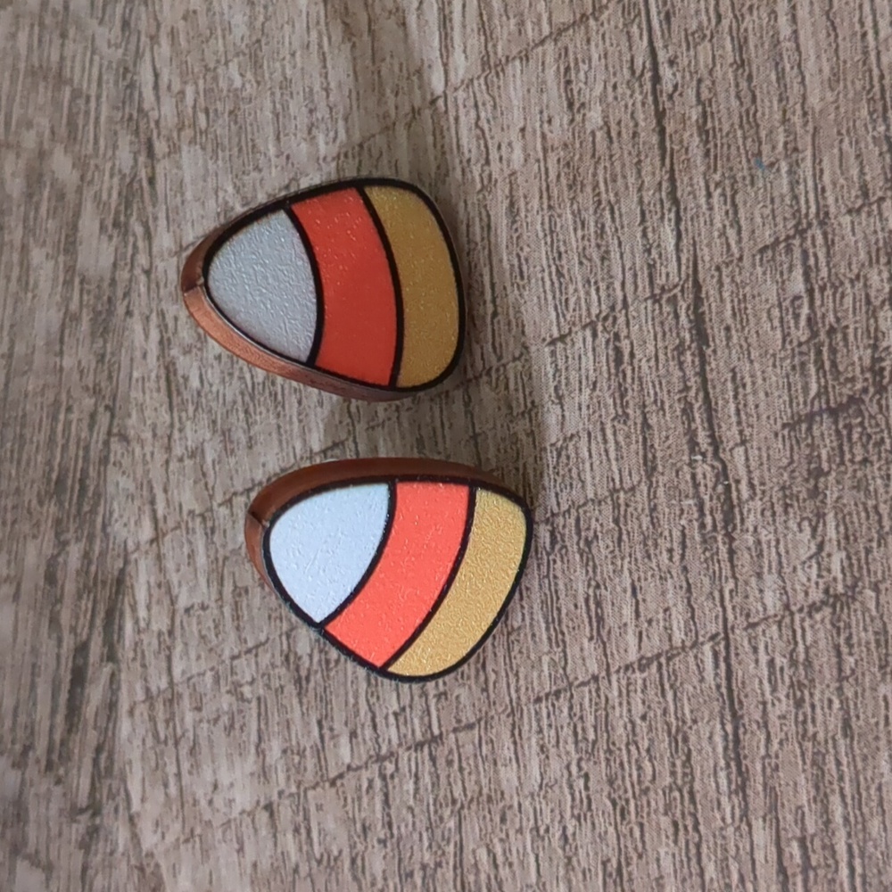 Candy Corn Halloween wooden earrings